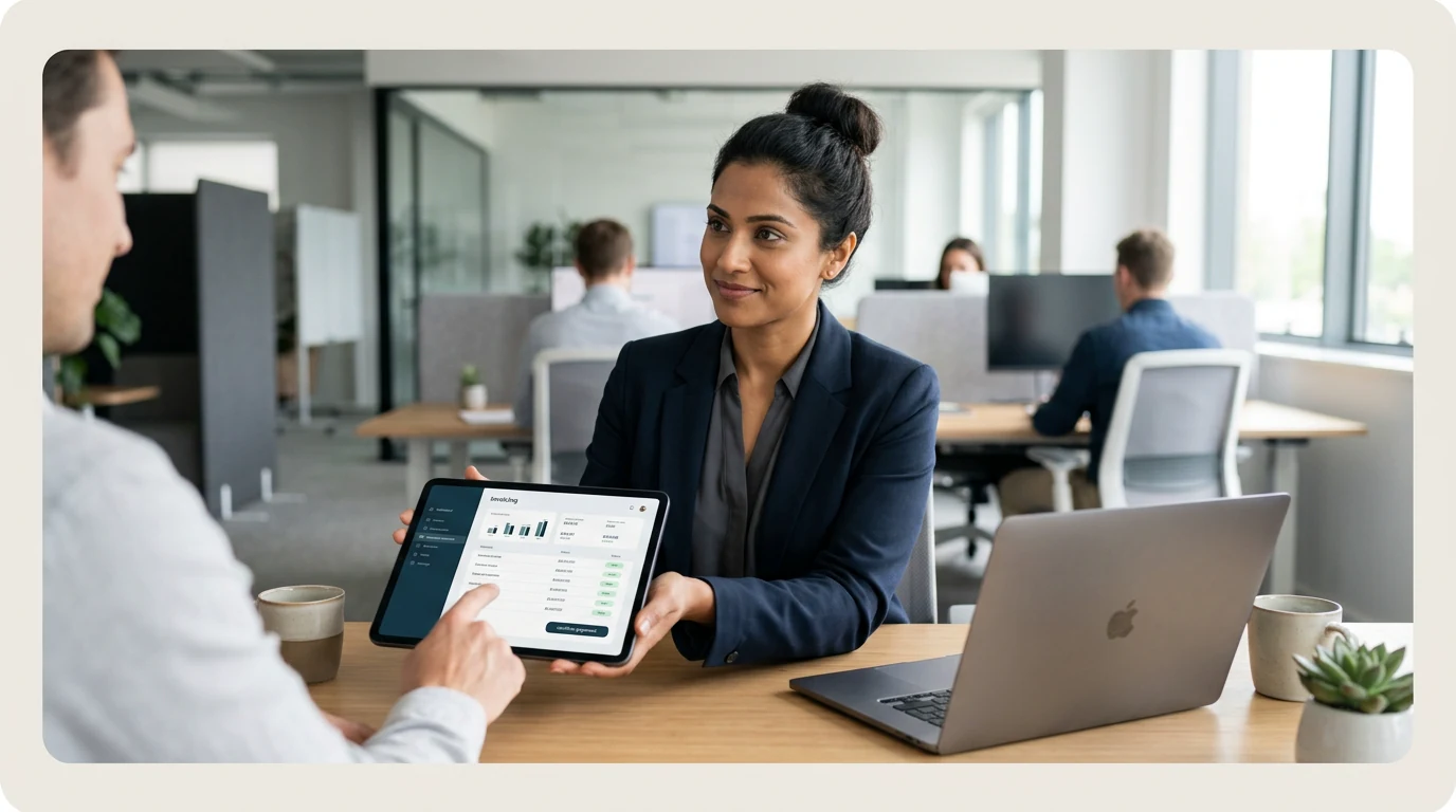 Professional invoice and business finance documents on a modern desk